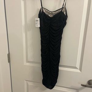 Black mini dress with subtle animal print